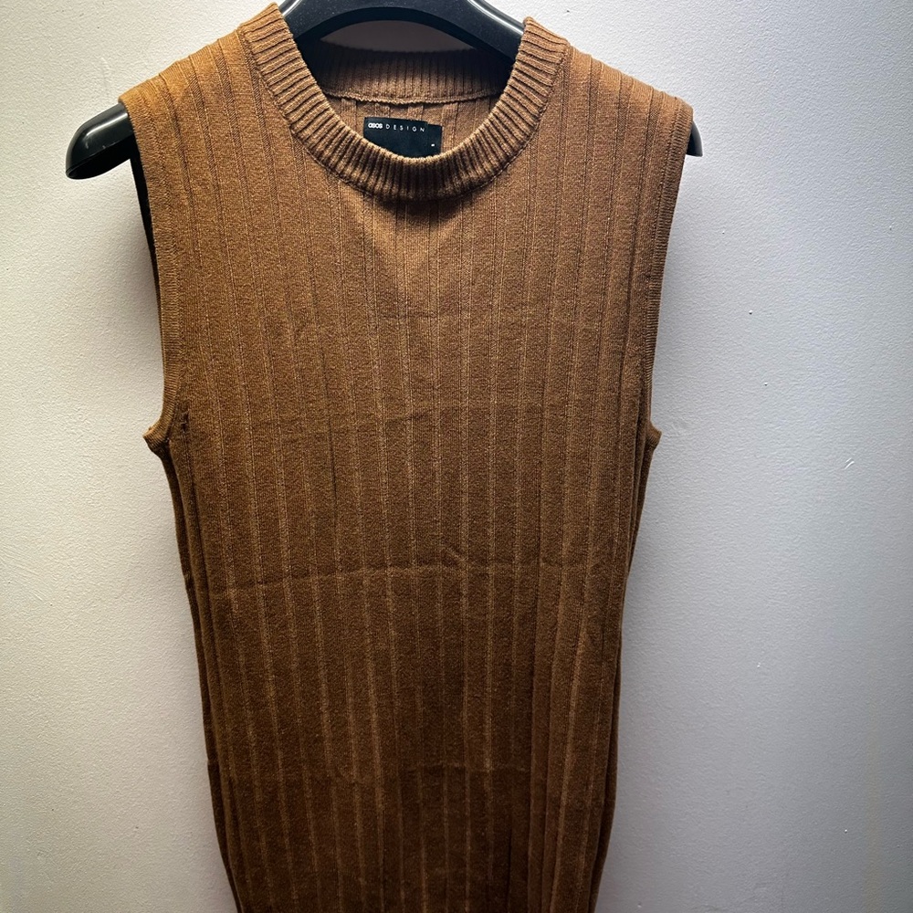 ASOS Brown Ribbed Sleeveless Sweater